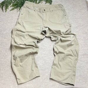 Y2K Lee Dungarees 38x34 Khaki Carpenter Pant Made in USA Cotton Canvas GUC B5